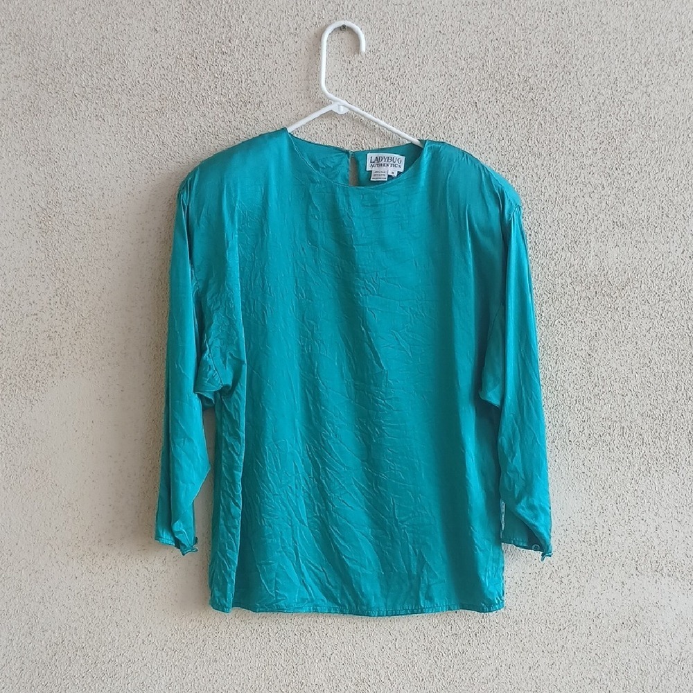 Vintage Women's Teal Long Sleeve Top
